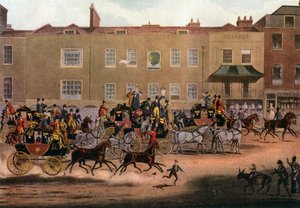 Nordland-Postkutschen am Peacock, Islington, 1823 von Thomas Sutherland