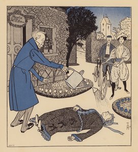Mann versucht, seine Frau nach einer Ohnmacht wiederzubeleben von Thomas Theodor Heine