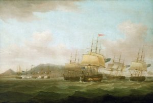 Die Eroberung von Saint Paul, nahe der Insel Bourbon (heute Réunion) durch die britische Flotte, 21. September