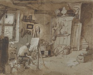 Ein Maler bei der Arbeit in seinem Atelier, 1663-77 von Thomas Wijck