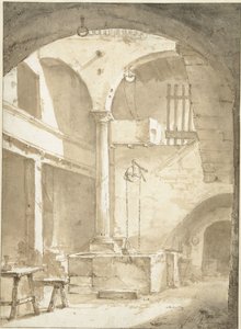 Italienischer Innenhof mit einem Brunnen