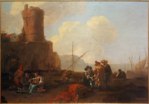 Seehafen mit Turmruine
