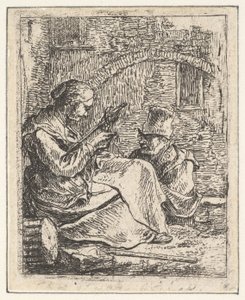 Frau beim Spinnen von Thomas Wijck