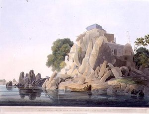 Südwestansicht des Fakirfelsens im Fluss Ganges, nahe Sultaungunge, Tafel IX aus Teil 3 von 