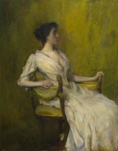 Dame in Weiß von Thomas Wilmer Dewing