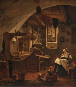 Innenraum eines Weberhauses von Thomas Wyck