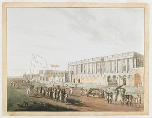 Das Neue Gerichtsgebäude und Chandpam Ghaut aus den Ansichten von Kalkutta von Thomas und William Daniell