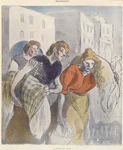 Die Wäscherinnen kehren aus dem Waschhaus zurück, späte 19. Jahrhundert von Théophile Alexandre Steinlen