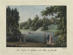Der Tempel des Apollo und der Wasserfall im Pavlovsk-Park, 1810er Jahre
