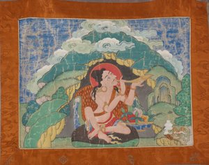Mahasiddha Krishnacharya, aus einem Teilset von Thangkas, frühes 19. Jahrhundert von Tibetan School