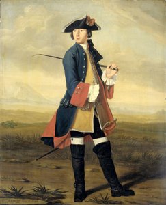 Porträt von Ludolf Backhuysen II, Maler, in der Uniform der Dragoner von Tibout Regters