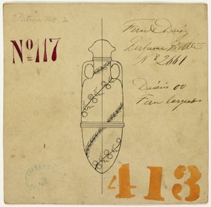 Entwurf für ein Farn- und Gänseblümchen-Parfümfläschchen Nr. 2661 von Tiffany and Company