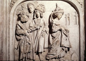 Grab von Heinrich II. 973-1024 und seiner Frau Kunigunde, Detail von Kunigundes Feuerprobe bei Verdacht auf Ehebruch, 1499-1513