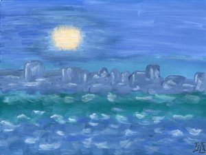 Ruhige mondbeschienene Meereslandschaft
