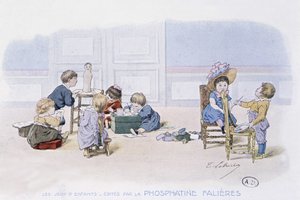 Kinderspiel: Malen und Modellieren - Zeichnung von Lobrichon, herausgegeben von Phosphatine Falières, um 1920 von Timoleon Marie Lobrichon