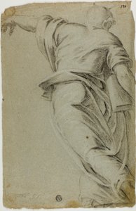 Moses schreitet nach links und zeigt mit der linken Hand von Tintoretto
