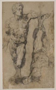 Zwei Studien einer Skulptur einer männlichen Figur von Tintoretto