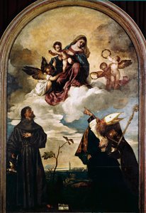Madonna in Herrlichkeit mit Kind, den Heiligen Franziskus und Alvise und dem Stifter Luigi Gozzi
