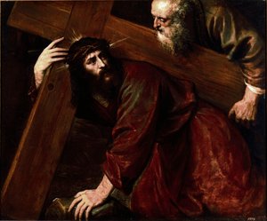 Christus und Simon von Kyrene von Tiziano Vecelli