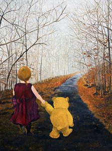 Mädchen und Bär Herbstspaziergang von Tom Blood