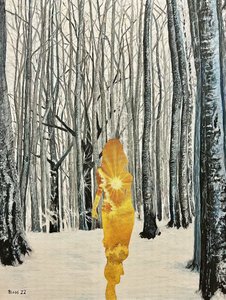 Goldene Frau im Winterwald von Tom Blood