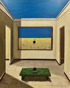 Surrealer Raum mit Gemälde von Tom Blood