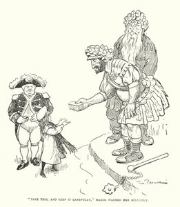 "Nimm das und bewahre es sorgfältig auf," warnte Magog sie feierlich (Lithografie) von Tom Browne