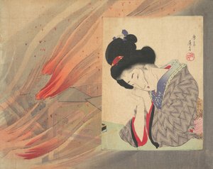 Versicherungsmädchen, Illustration aus Bugei Kurabu Literary Club von Tomioka Eisen