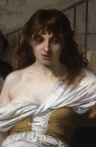 Eine verrückte Frau. Detail von Philippe Pinel befreit die Geisteskranken in La Salpêtrière von Tony Robert Fleury