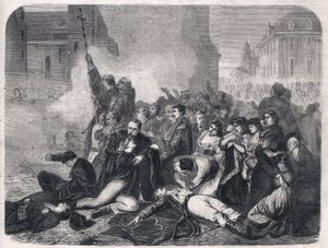 Das Massaker an Zivilisten auf dem Schlossplatz in Warschau am 8. April von Tony Robert Fleury