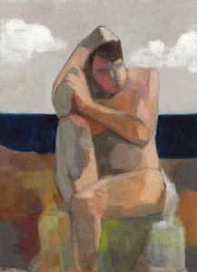 Kontemplative Strandfigur