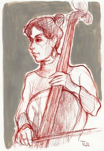 Fokussierter Cellospieler von Tore Bahnson