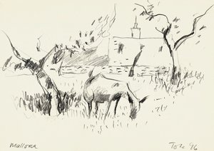 Weidende Ziege Skizze von Tore Bahnson