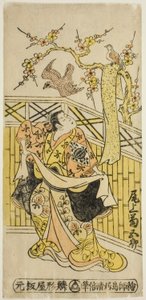 Der Schauspieler Onoe Kikugoro I als Tokiwa im Stück Tonozukuri Genji Junidan, aufgeführt im Ichimura Theater im elften Monat, 1744 von Torii Kiyomasu II