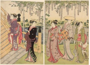 Bewunderung der Glyzinien am Kameido-Schrein