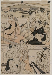 Bootsfahrt auf dem Sumida-Fluss, 1789 von Torii Kiyonaga