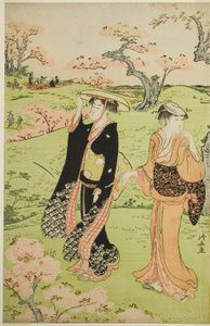 Kirschblütenbesichtigung am Asuka-Hügel von Torii Kiyonaga