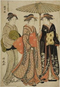 Unterhalter von Tachibana (Kitchugi), aus der Serie "Eine Sammlung zeitgenössischer Schönheiten der Vergnügungsviertel (Tosei yuri bijin awase)"
