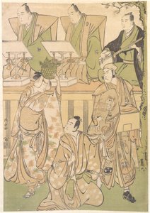 Ichikawa Danjuro der Fünfte als Kyo no Jiro verkleidet als Dekuroku byoe die Straßenpuppe, ca. 1788