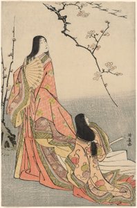 Ise beobachtet eine Schar Gänse, aus einer unbetitelten Serie von Hofdamen von Torii Kiyonaga