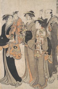 Mutter trägt ihr kleines Mädchen zum Miya Mairi, ca. 1784 von Torii Kiyonaga