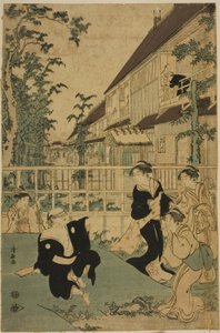 Freizeitvergnügen im Kankanro-Teestube in Yoshiwara