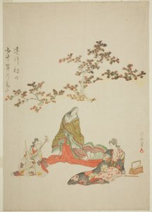 Surimono zur Erinnerung an den 50. Todestag des Schauspielers Iwai Hanshiro III von Torii Kiyonaga
