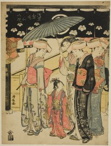 Die Nakamise-Einkaufsstraße, aus der Serie "Acht Bezirke des Kinryuzan-Tempels in Asakusa (Asakusa Kinryuzan hakkei)" von Torii Kiyonaga
