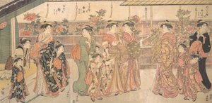 Die Pfingstrosenschau, ca. 1790 von Torii Kiyonaga