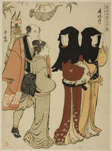 Der zwölfte Monat (Harumachizuki), aus der Serie "Modische monatliche Besuche heiliger Orte in den vier Jahreszeiten (Furyu shiki no tsuki mode)"