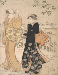 Zwei Frauen auf dem Matsuchi-Hügel, Edo, ca. 1784 von Torii Kiyonaga