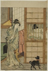 Frau nach einem Bad, aus "Vergleich der verlockenden Schönheiten (Irokurabe enpu sugata)"
