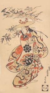 Schauspieler Sawamura Kodenji als Frau zur Zeit des Tanabata-Festivals, 1698 von Torii Kiyonobu I