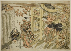 Mädchen, das vom Kiyomizu-Tempel springt